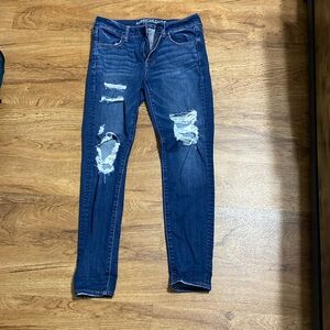 American Eagle distressed high rise skinny jeans